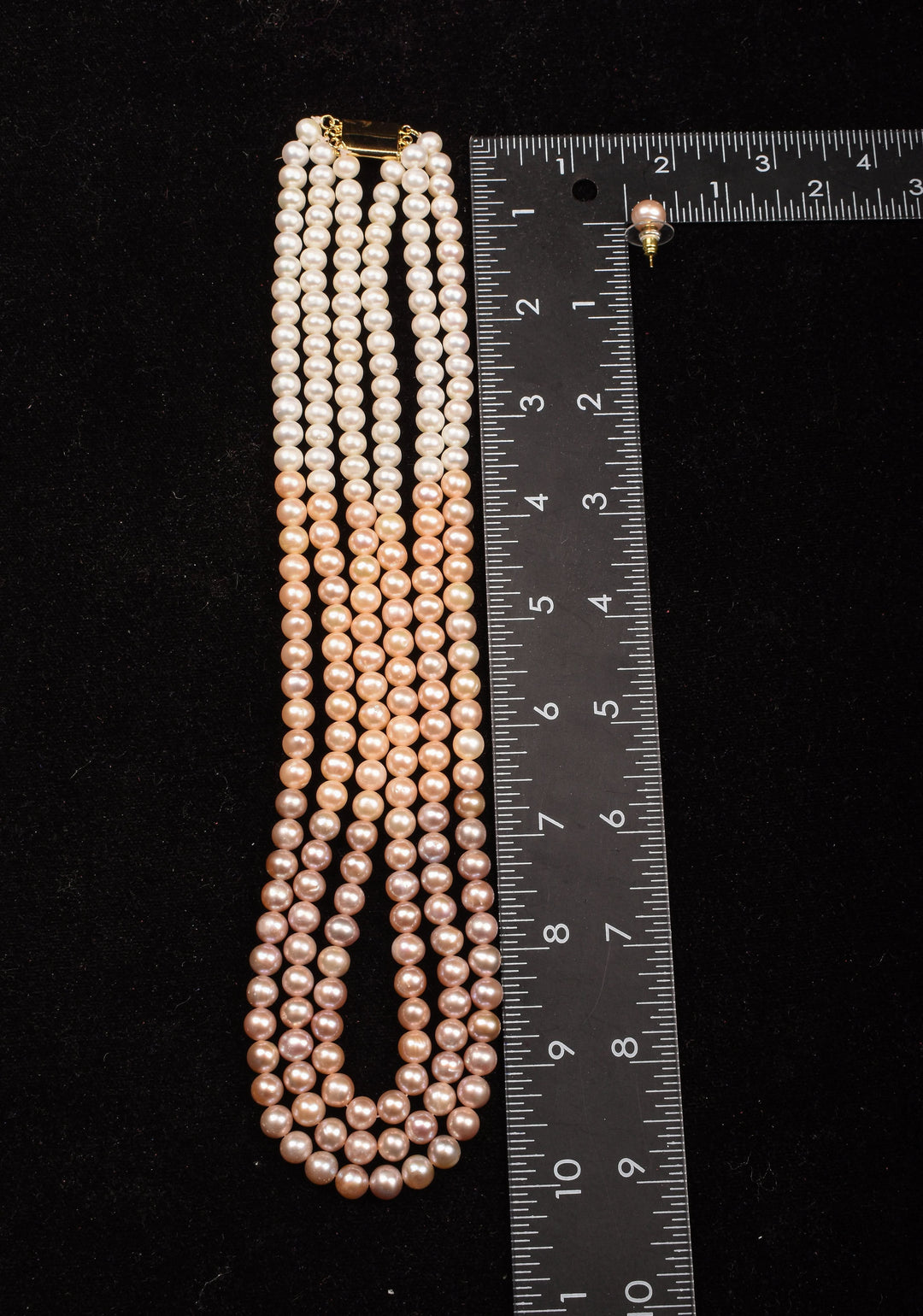Triple Strand Freshwater Oval Shaped Multicolor Necklace Set