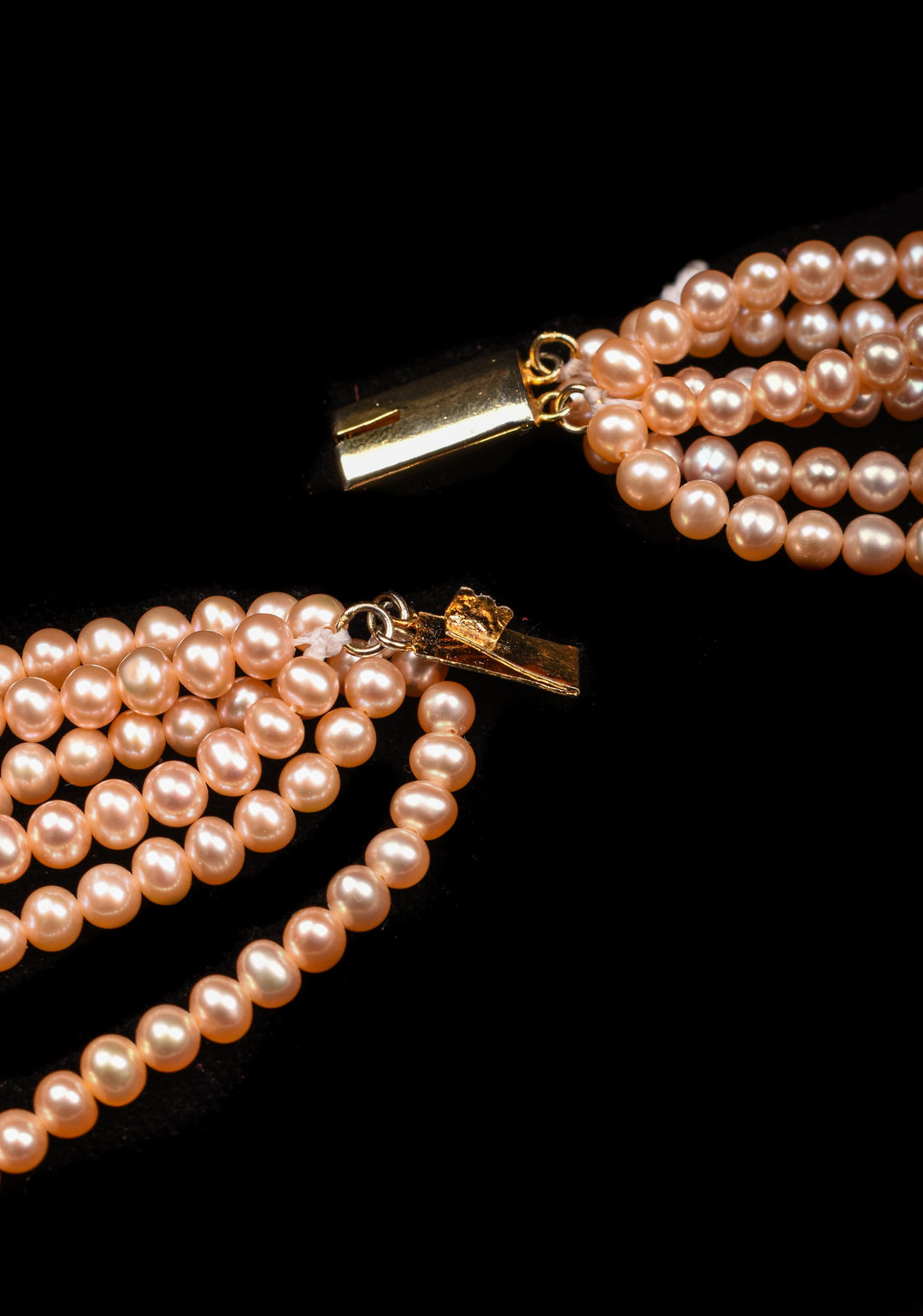 6 Strand Twisted Pink small Pearls, Pure Pearls Necklace and Earring Set