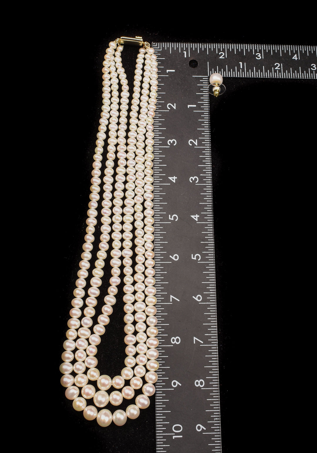 Royal 3 Strand White Button Pearl Necklace Set