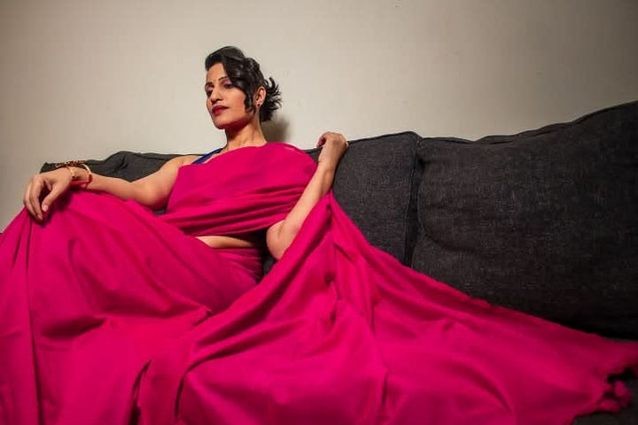 Pink Rouge - Handloom Cotton Saree-Sobitam