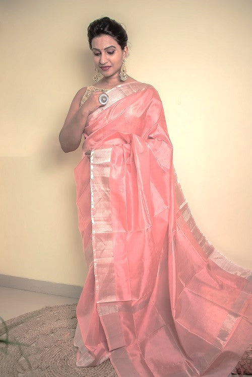 Flamingo Love - PREORDER Pink Handwoven Uppada Silk | SILK MARK CERTIFIED | SHOBITAM