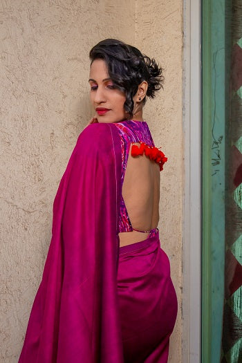 Aarya - Handloom Plum Colour Cotton Saree | shobitam