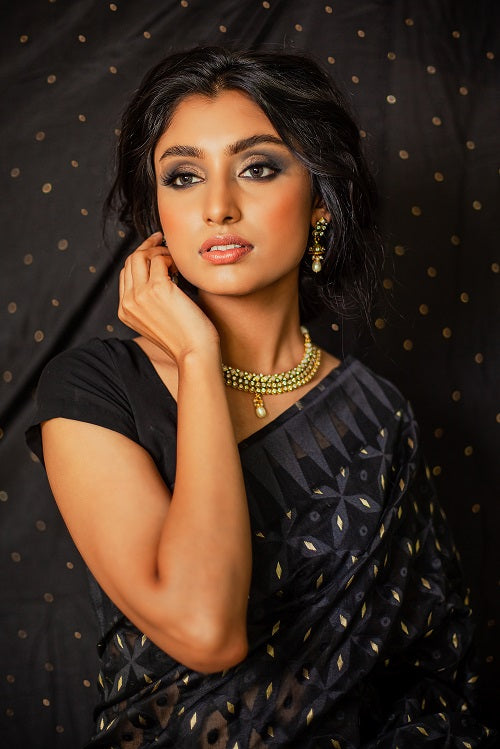 Kyra - Cotton Jamdani Saree | SHOBITAM