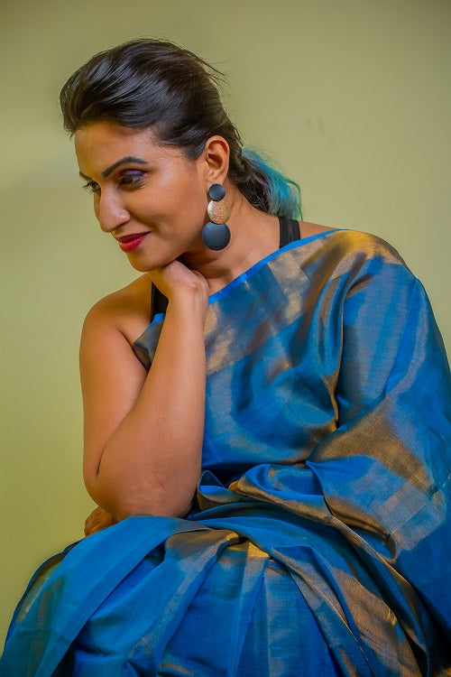 The Zari Sheen - Blue | SILK MARK CERTIFIED | SHOBITAM