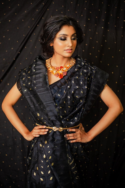 Kyra - Cotton Jamdani Saree | SHOBITAM