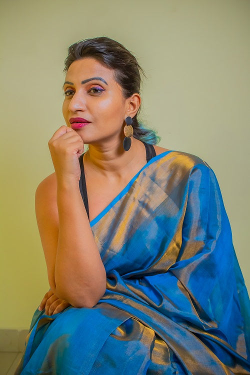 The Zari Sheen - Blue | SILK MARK CERTIFIED | SHOBITAM