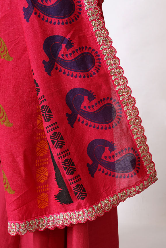 PRANAY PINK EMBROIDERED DUPATTA | SHOBITAM