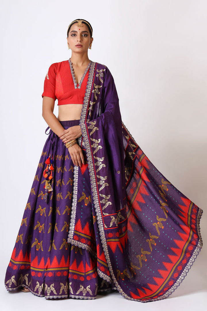 PRATEETI PURPLE EMBROIDERED DUPATTA  | SHOBITAM