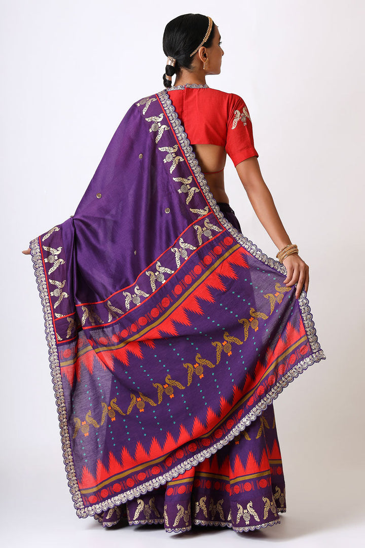 PRATEETI PURPLE EMBROIDERED DUPATTA  | SHOBITAM