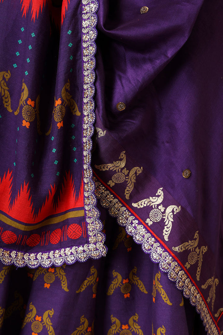 PRATEETI PURPLE EMBROIDERED DUPATTA  | SHOBITAM