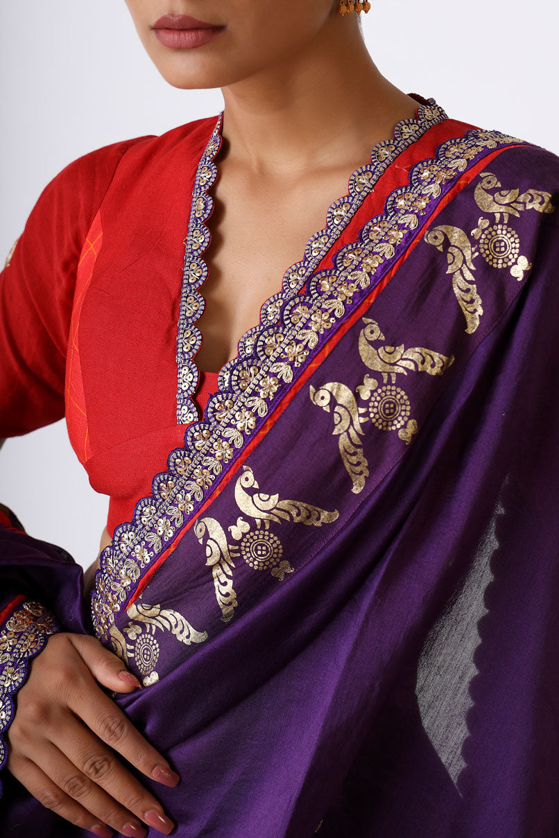 PRATEETI PURPLE EMBROIDERED DUPATTA  | SHOBITAM
