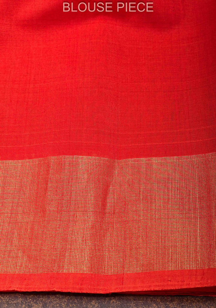 Bluish Purple Handwoven Ikkat  Silk Cotton Saree with Contrast Border