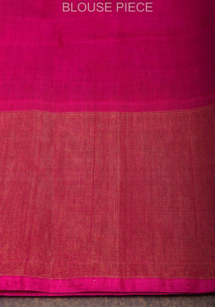 Deep Blue Handwoven Ikkat  Silk Cotton Saree with Contrast Border