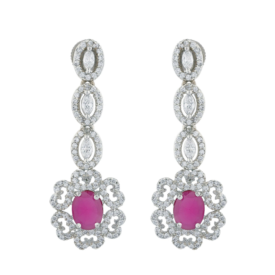 Sparkling Elegance Ruby Radiance Cz Necklace Set | SHOBITAM