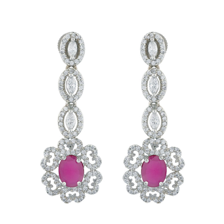 Sparkling Elegance Ruby Radiance Cz Necklace Set | SHOBITAM