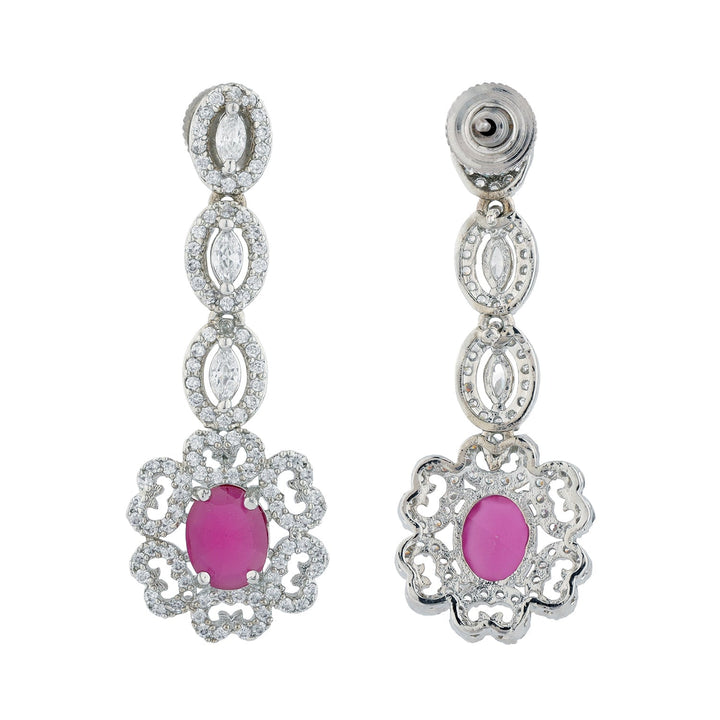 Sparkling Elegance Ruby Radiance Cz Necklace Set | SHOBITAM