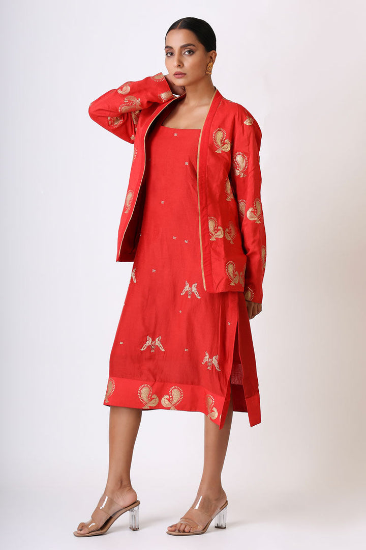PREM RED DRESS SET (set of 2) | SHOBITAM