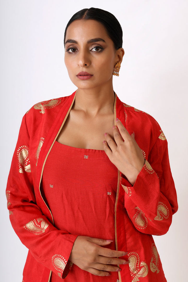 PREM RED DRESS SET (set of 2) | SHOBITAM