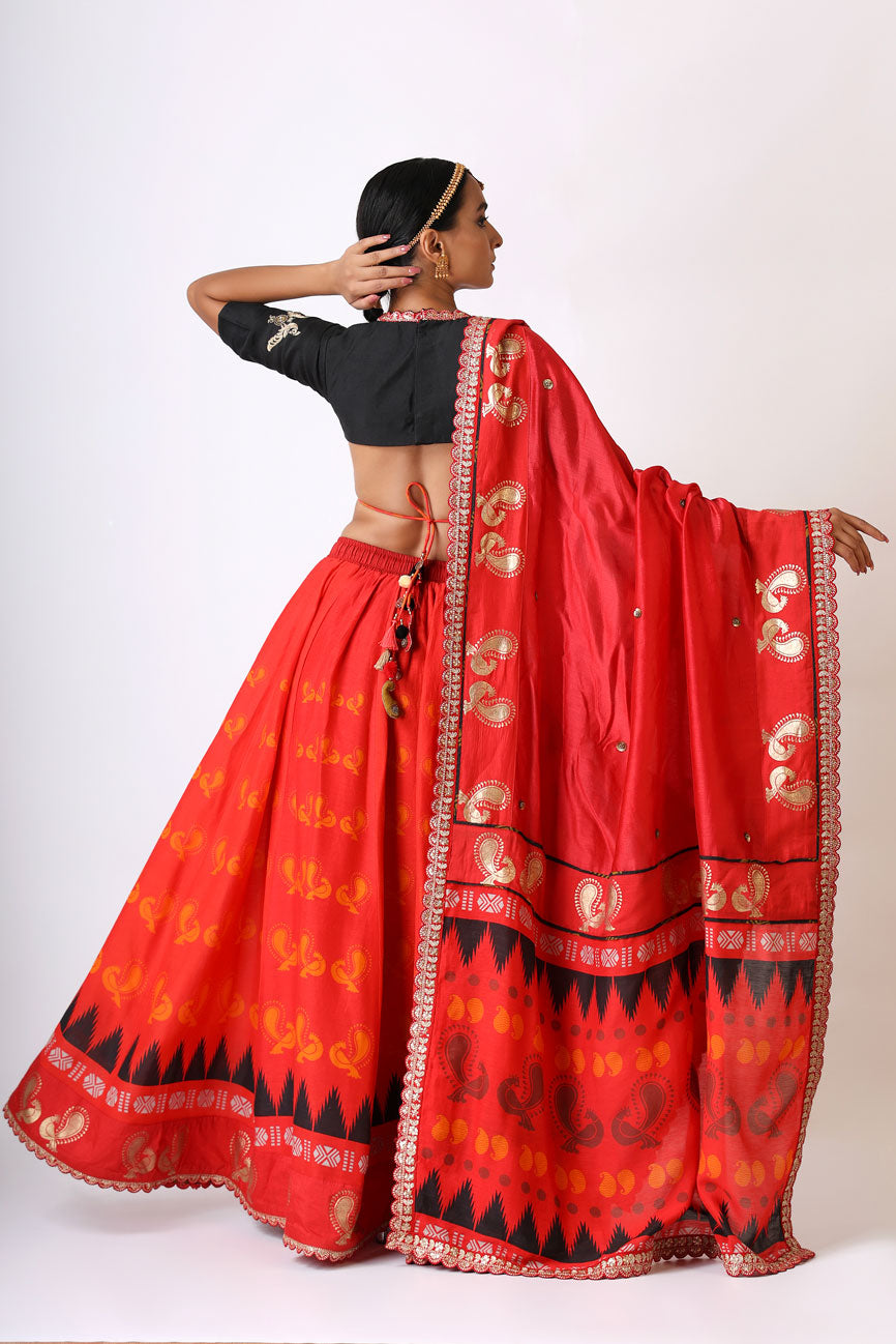 PREM RED EMBROIDERED DUPATTA | SHOBITAM