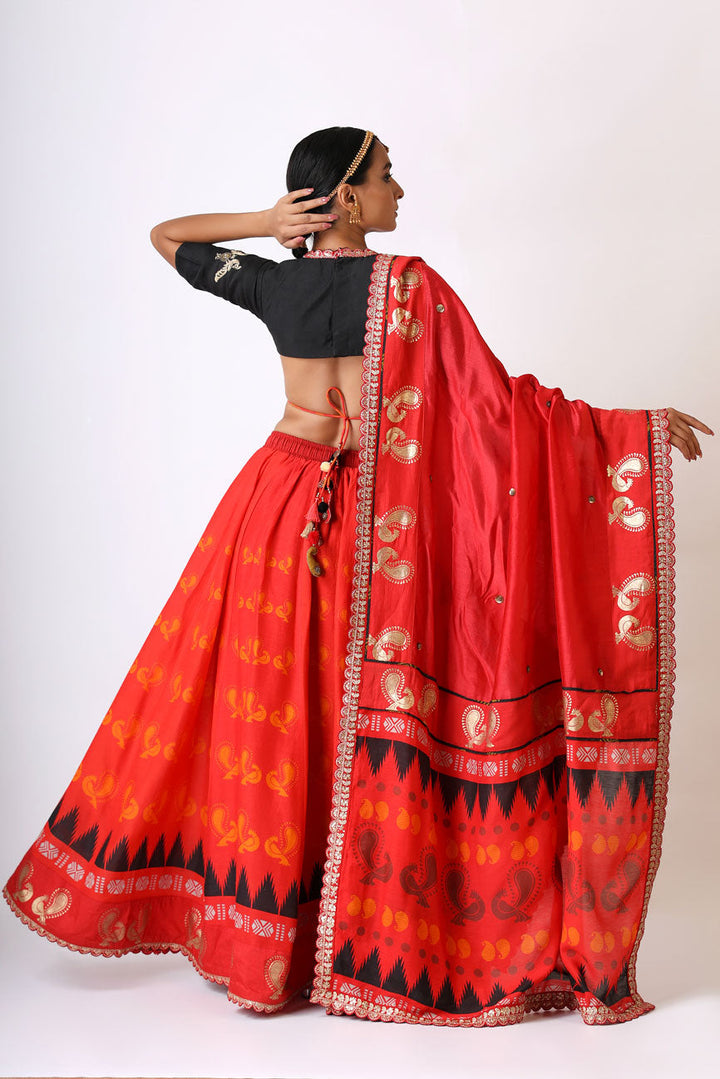 PREM RED EMBROIDERED DUPATTA | SHOBITAM