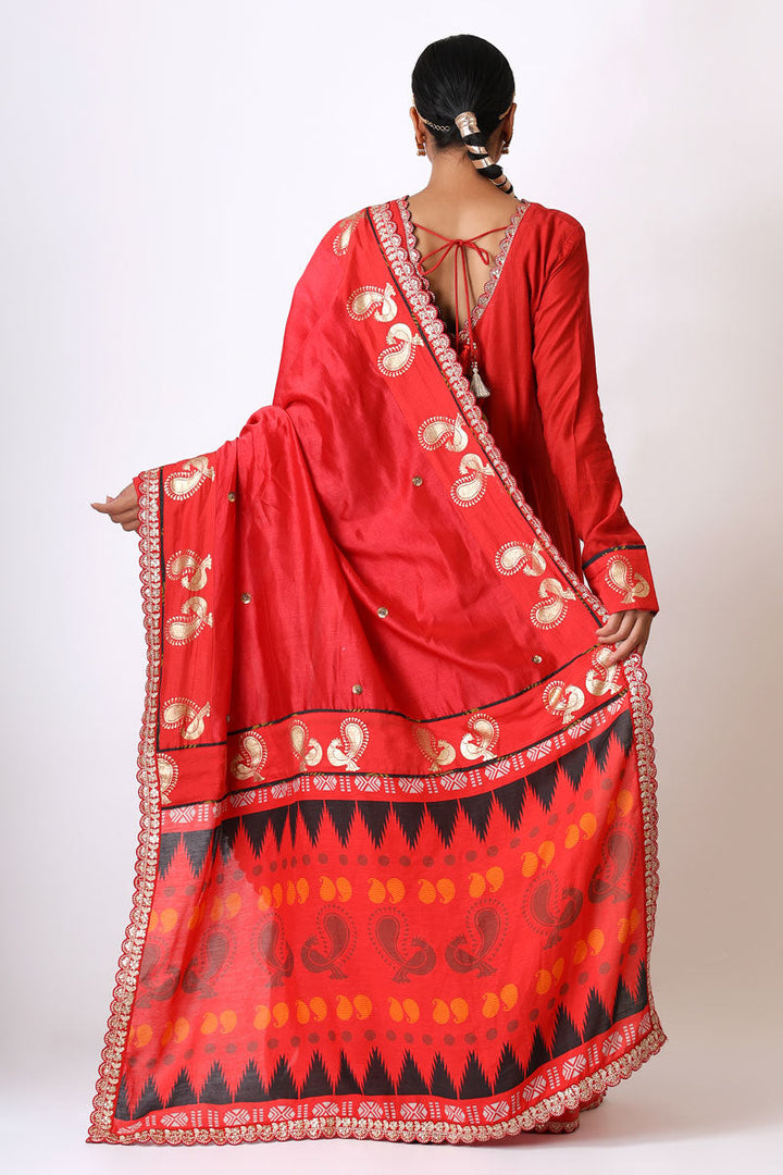 PREM RED EMBROIDERED DUPATTA | SHOBITAM