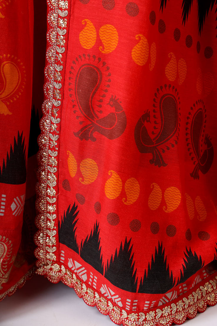 PREM RED EMBROIDERED DUPATTA | SHOBITAM