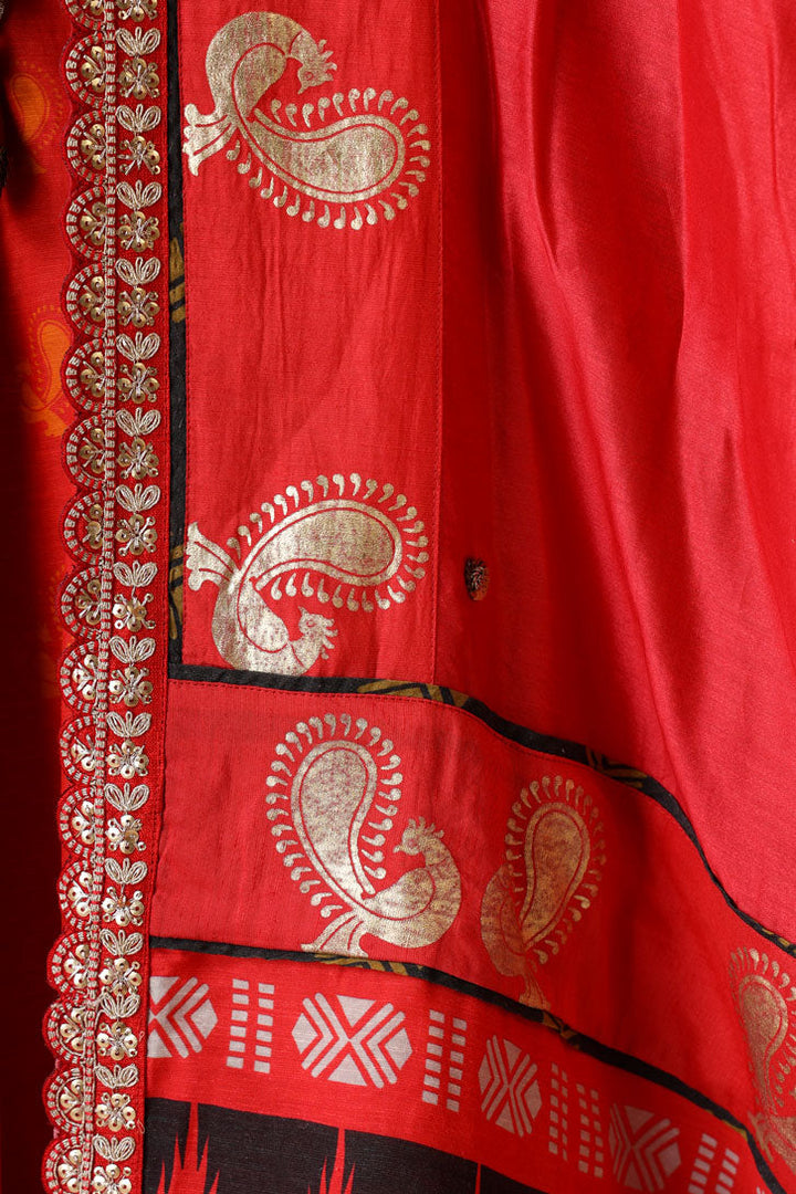 PREM RED EMBROIDERED DUPATTA | SHOBITAM