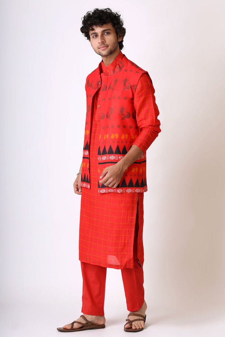 PREM RED MAYIL JACKET | SHOBITAM