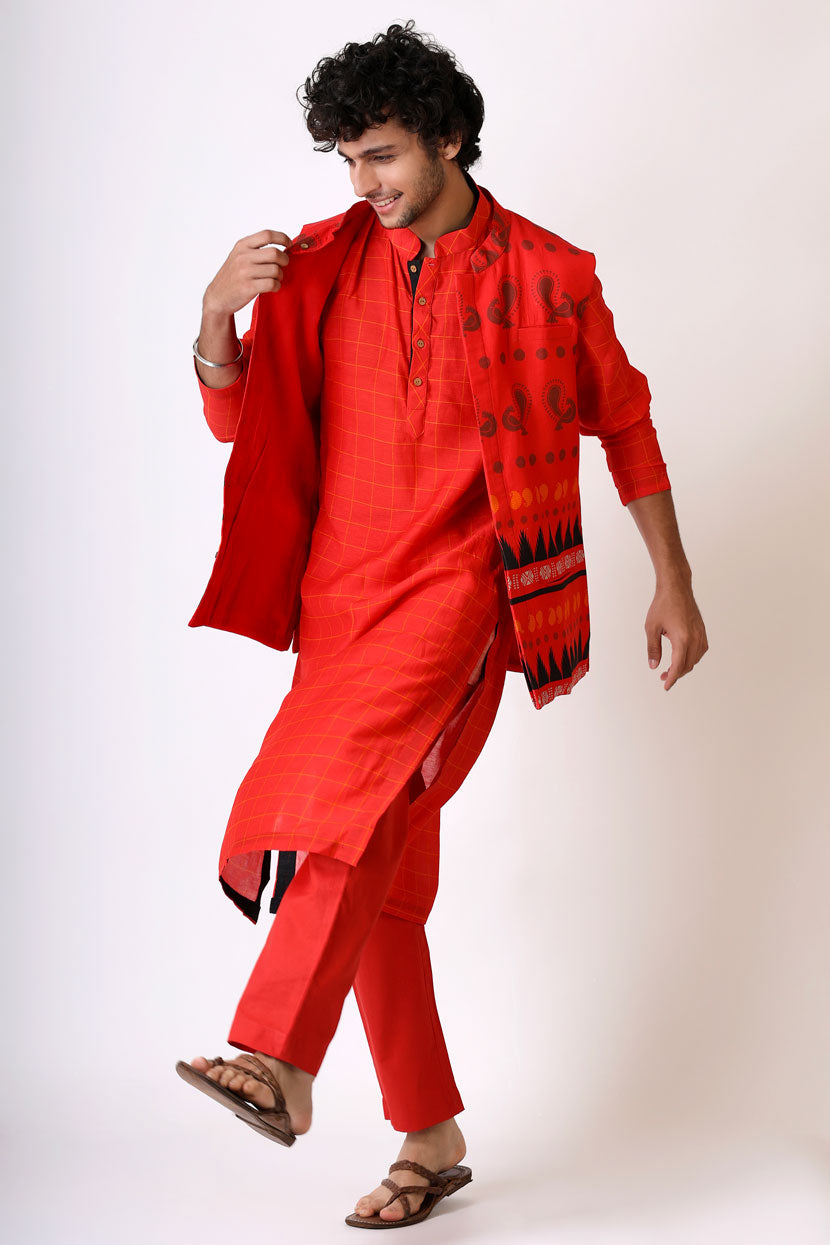 PREM RED MAYIL JACKET | SHOBITAM