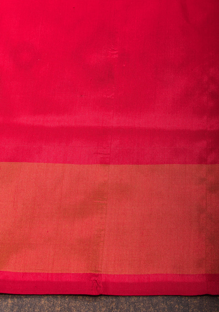 Exquisite Red Ikkat Kanjivaram Silk Saree with Zari Border | SILK MARK CERTIFIED