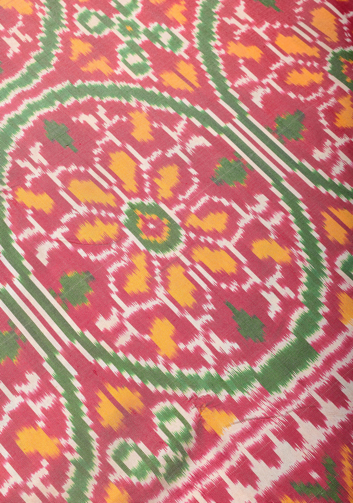 Exquisite Red Ikkat Kanjivaram Silk Saree with Zari Border | SILK MARK CERTIFIED