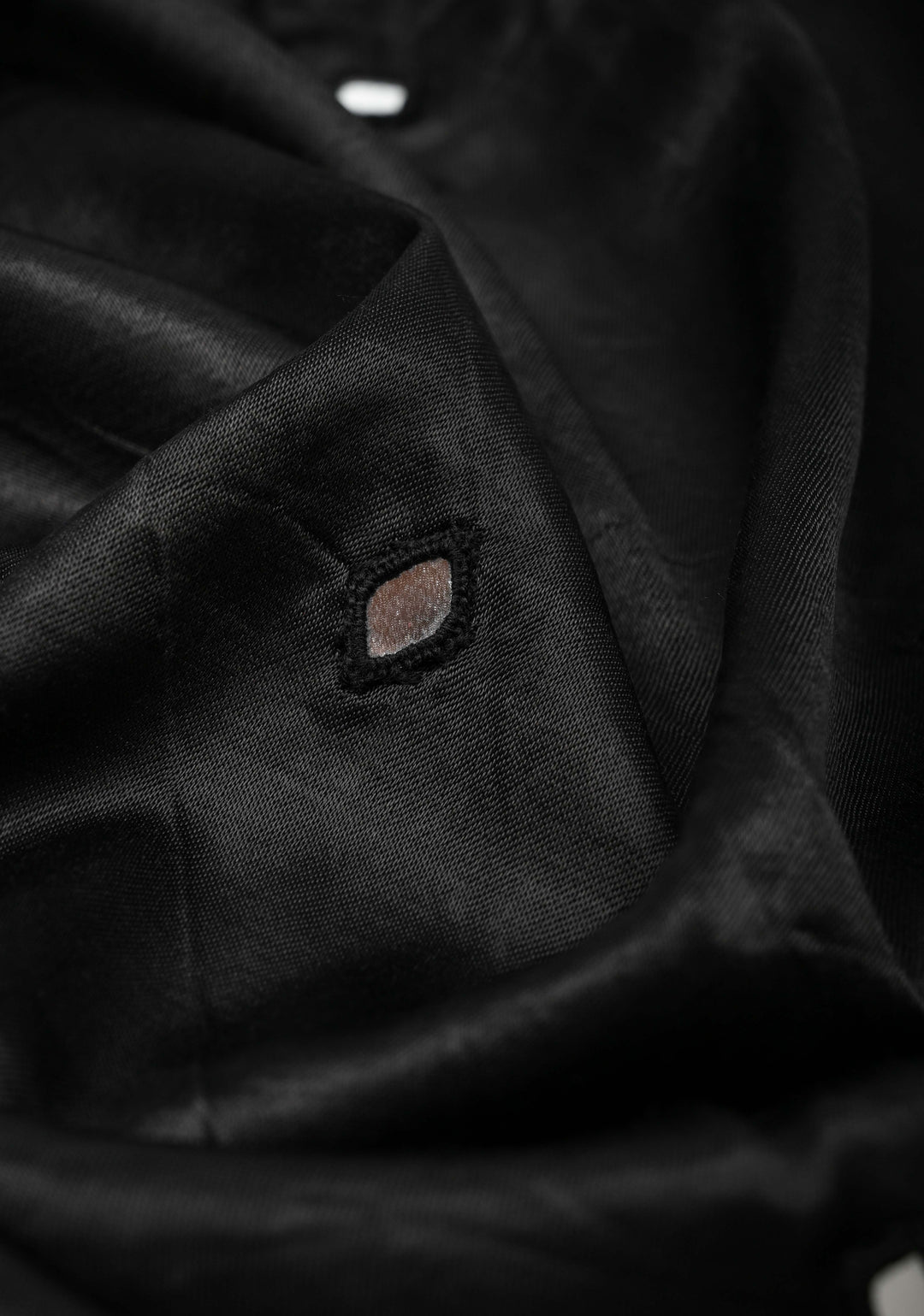 Black Satin Silk Stole with Kutch Mirror work