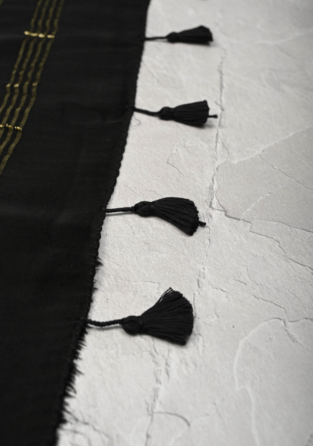 Black Modal Silk Saree with Crushed Lagda Zari Pallu