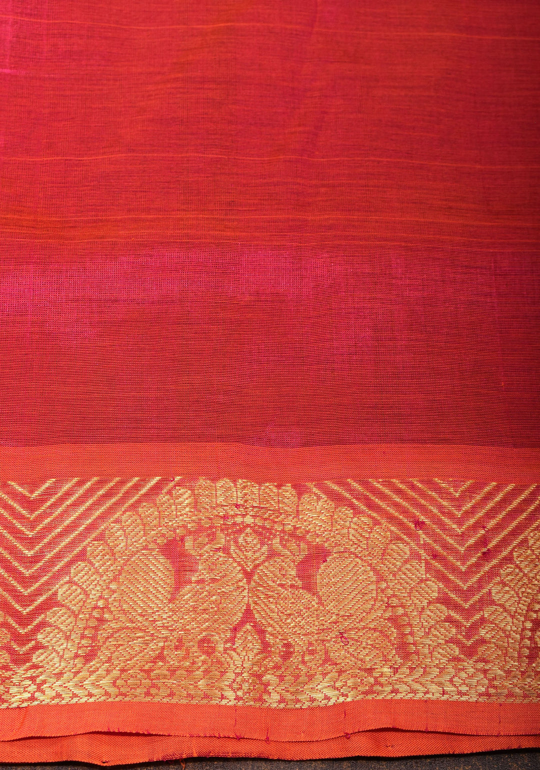 Kanchi Silk Cotton in Burgundy with Rangoli buttas and Zari border