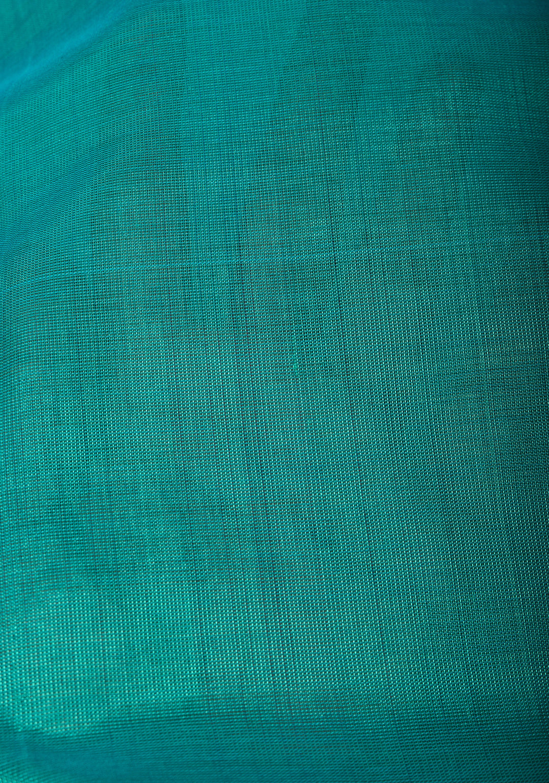 Authentic Kanchi Cotton Handwoven Saree in Cyan with Zari Border No Blouse Piece