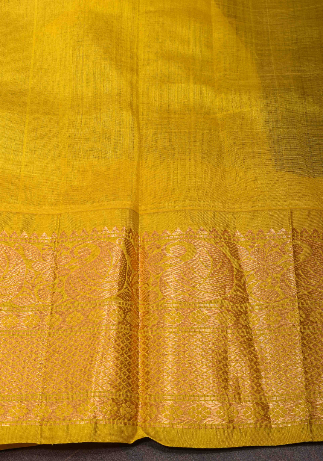 Deep Blue Kanchi Silk Cotton Saree with Peacock Buttas and Contrast Wide Zari Border