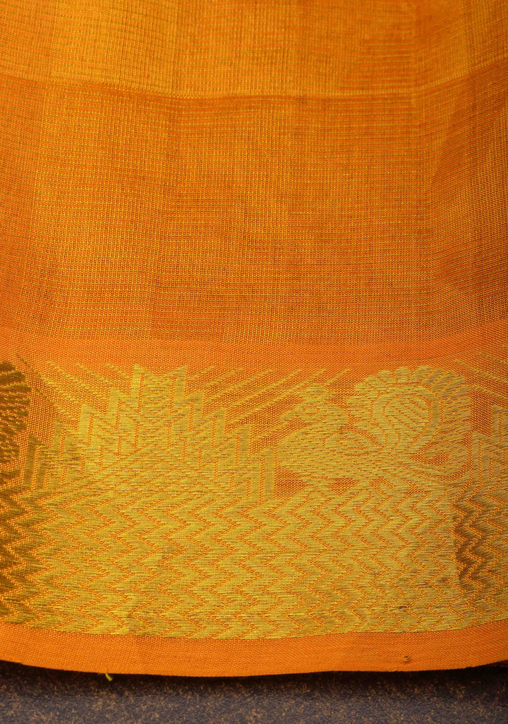Purple Dual tone Vairaoosi Zari Stripes Kanchi Silk Cotton Handloom Saree with Contrast Zari Border