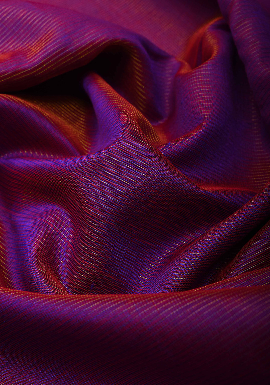 Purple Dual tone Vairaoosi Zari Stripes Kanchi Silk Cotton Handloom Saree with Contrast Zari Border