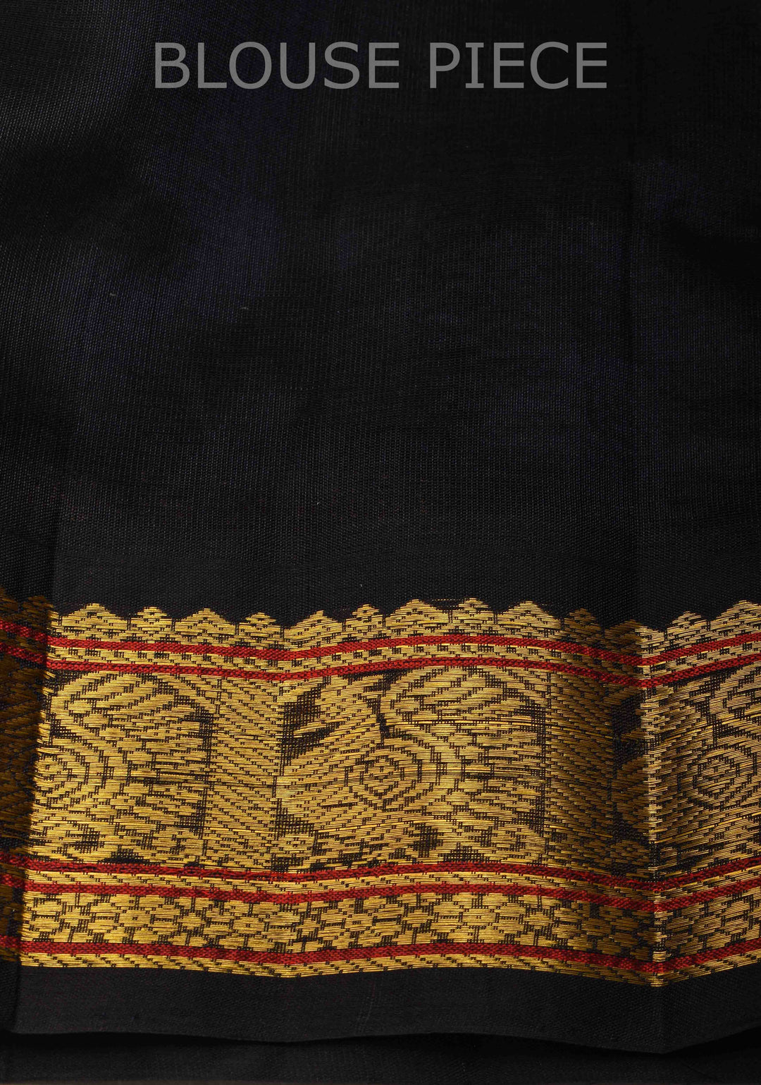 Korvai Handloom weave Green and Black Kanchi Silk Cotton Saree with Contrast Borders