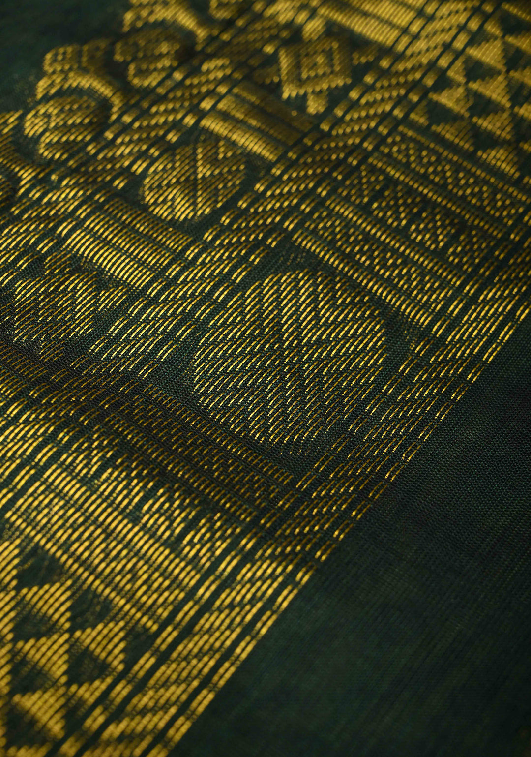 Korvai Kanchi Silk Cotton Saree in Ivory with Black With Zari Border
