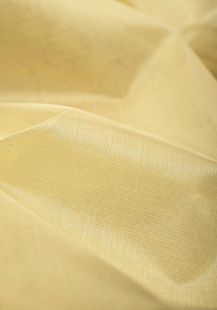 Korvai Kanchi Silk Cotton Saree in Ivory with Black With Zari Border