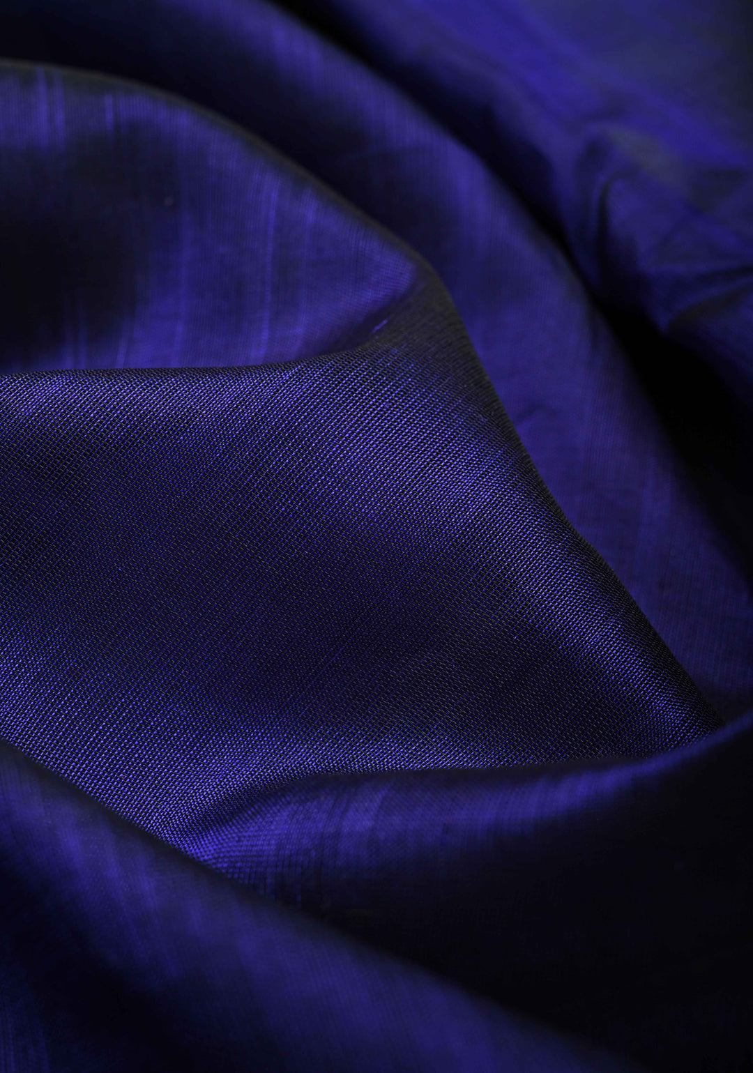 Royal Blue Kanchi Silk Cotton Saree with a Contrast Lime Green Zari Border, Korvai Handloom Saree