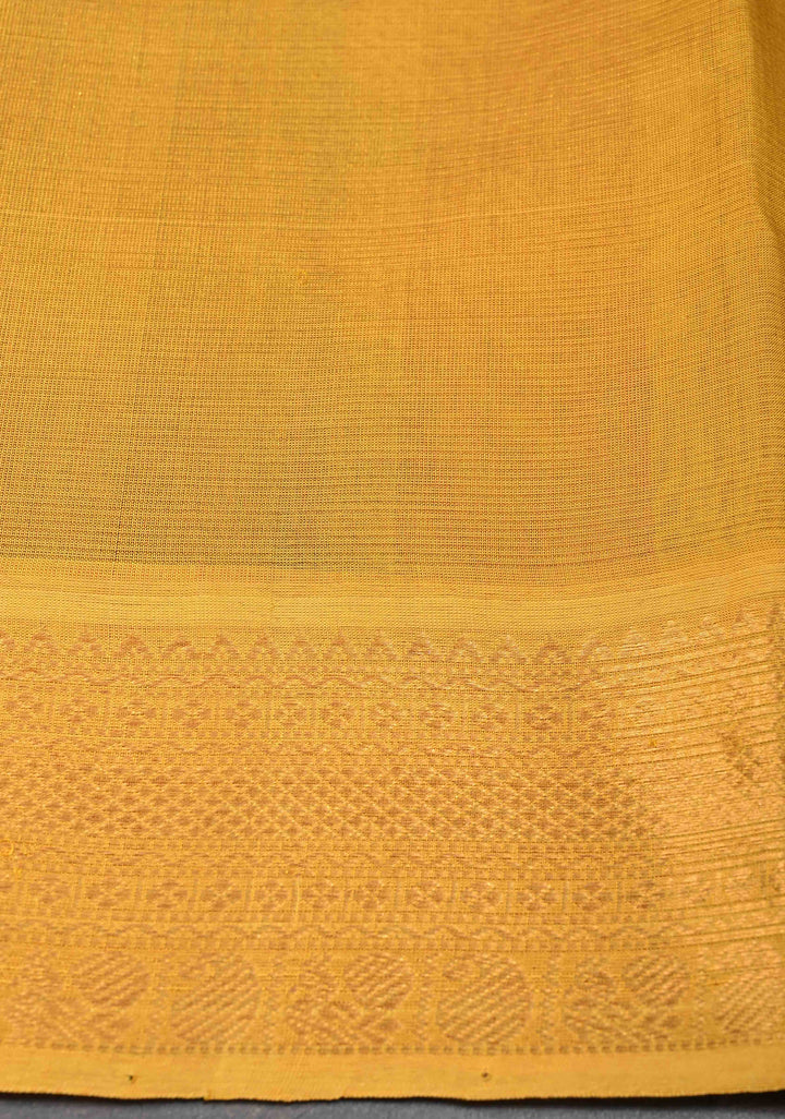 Maroon Vairaoosi Zari Stripes Kanchi Silk Cotton Korvai Handloom Saree with Zari Buttas and Contrast Zari Border