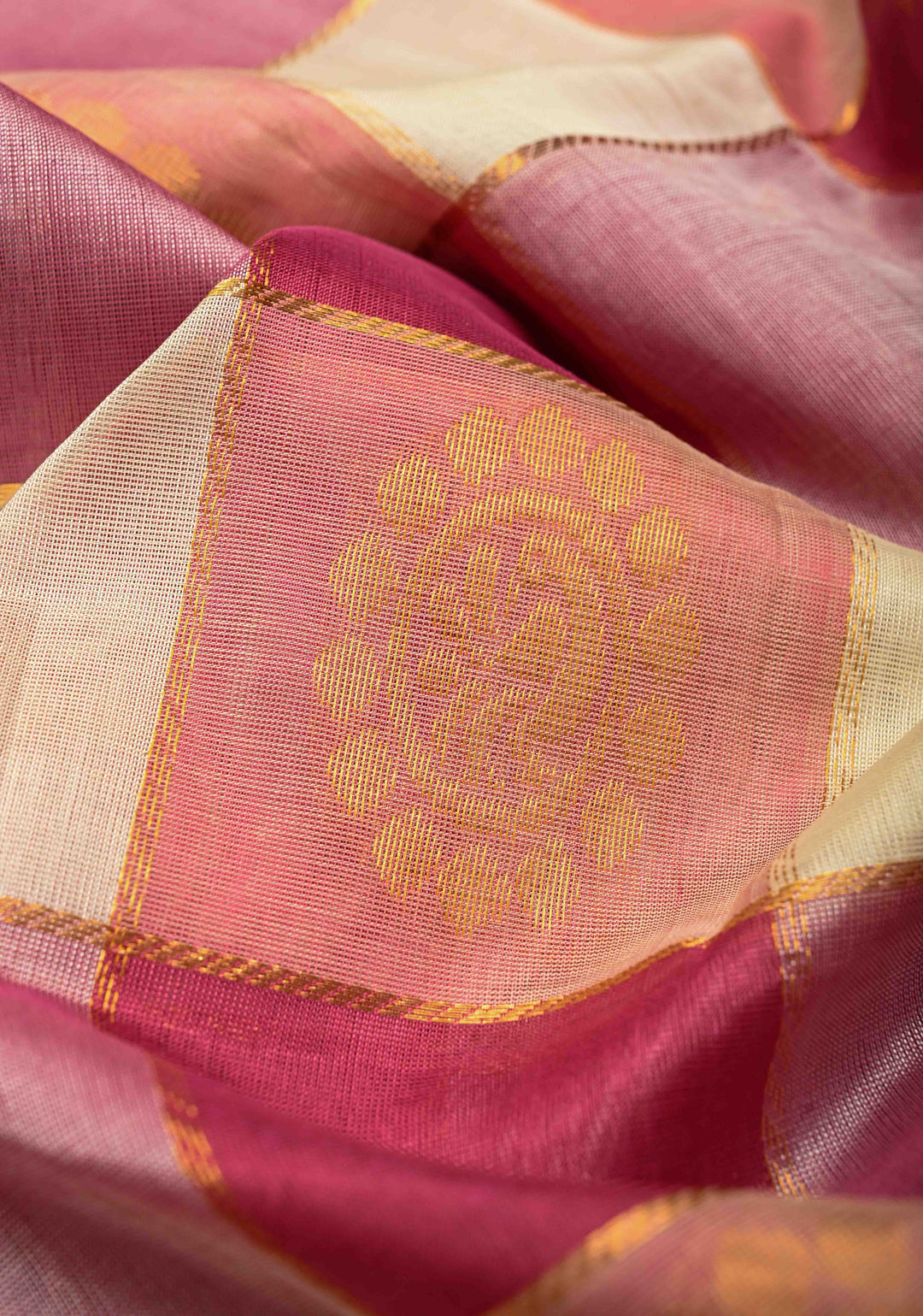 Pallum Pazhamum Kanchi Silk Cotton Saree with Paisley And Peacock Motifs And Zari Border