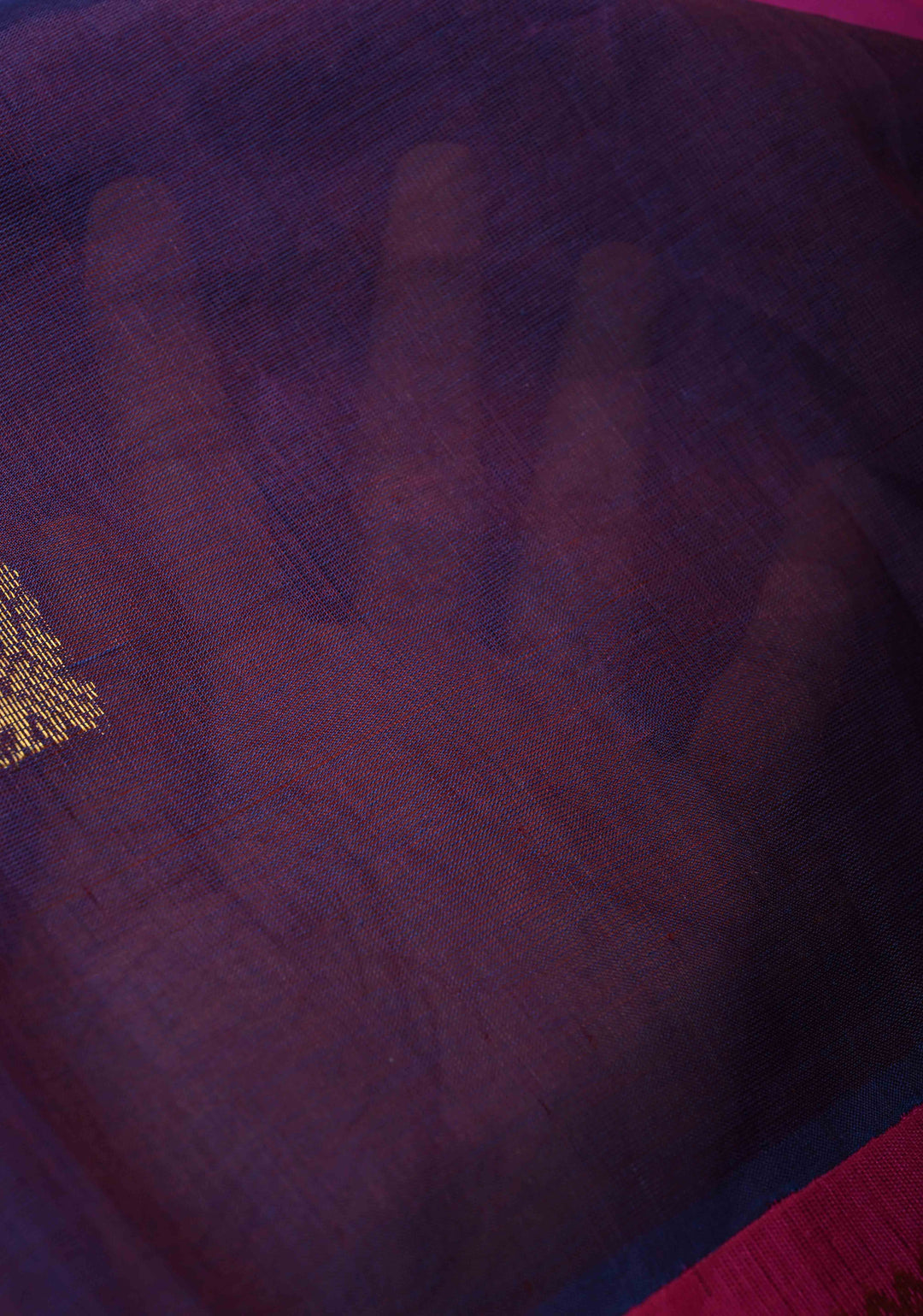 Purple Kanchi Silk Cotton 100% Handloom  Saree with Peacock Motifs and Contrast Zari Border