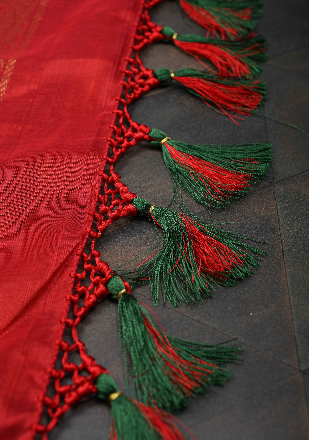 Bottle Green Kanchi Silk Cotton Saree with Zari Buttas and Contrast Zari Border