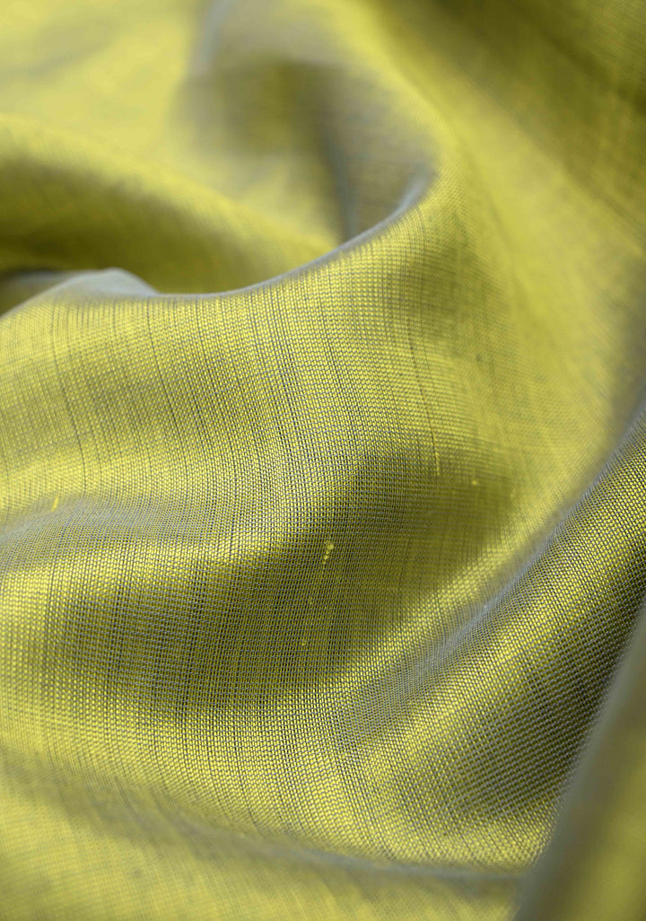 Frost Green Kanchi Silk Cotton Saree with Zari Border