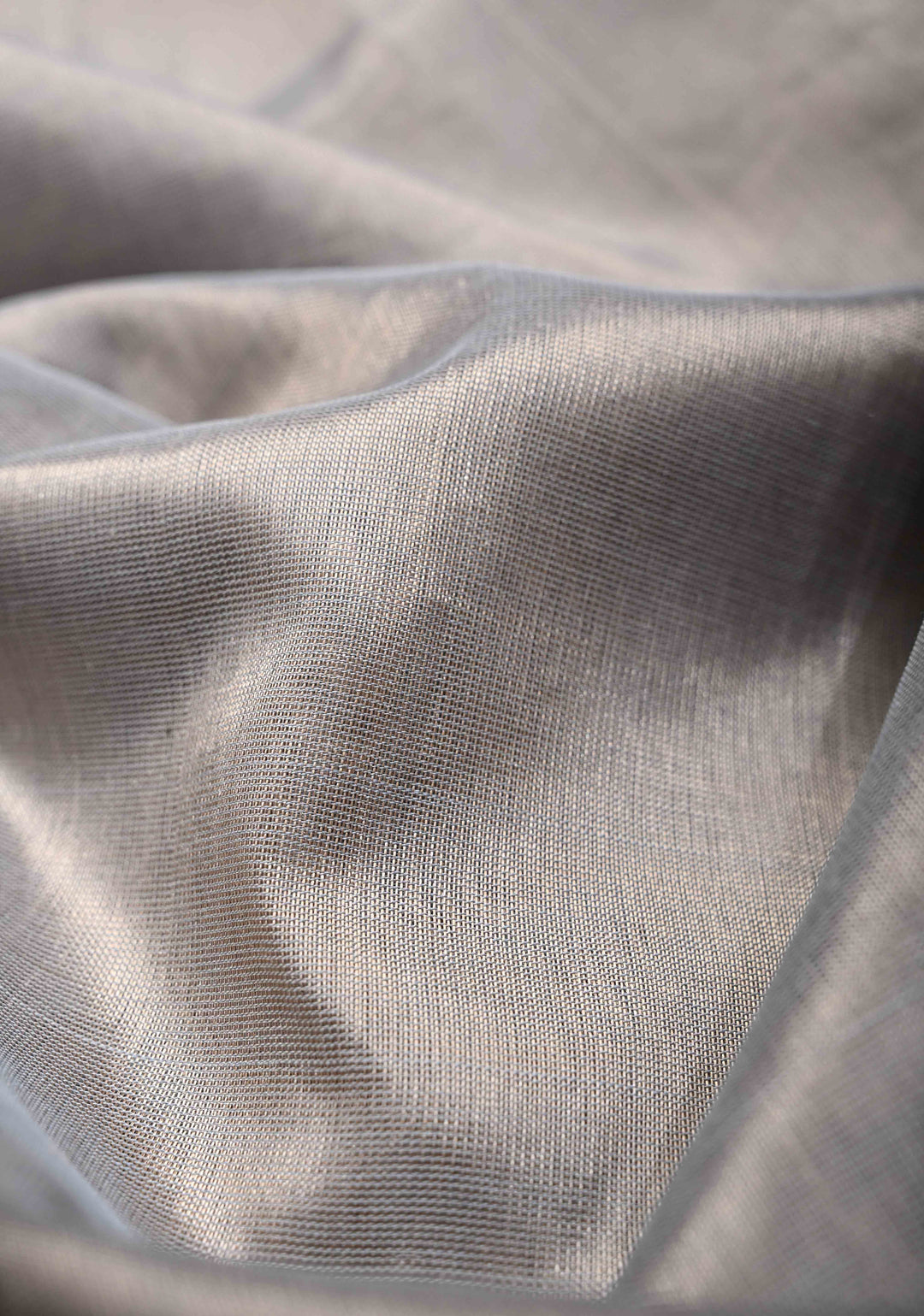 Gray Kanchi Silk Cotton Saree with Contrast Zari Border, 100% Handloom