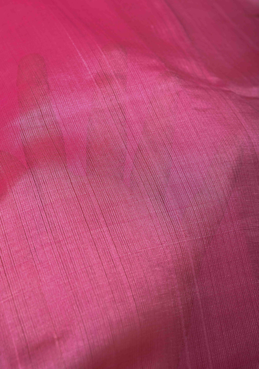 9 Yards Madisar Pink Kanchi Silk Cotton Handloom Saree with Contrast Zari Border, No Blouse Piece