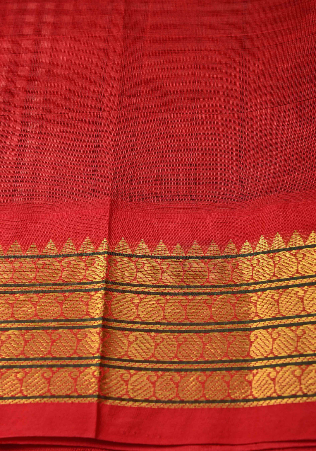 Black-White Gingham Checks Koravi Kanchi Silk Cotton 100% Handloom Saree with Contrast Zari Border